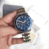 Michael Kors Cunningham Multifunction Blue Dial Silver Steel Strap Watch For Men - MK7153 Authentic Buy Shop Now