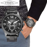 Fossil Nate Chronograph Gunmetal Dial Grey Steel Strap Watch for Men - JR1437 Authentic Buy Shop Now