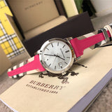 Burberry The City White Dial Haymarket Pink Leather Strap Watch for Women - BU9149 Authentic Buy Shop Now
