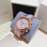 Michael Kors Blair Chronograph Rose Gold Dial Two Tone Steel Strap Watch for Women - MK5943 Authentic Buy Shop Now