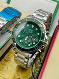 Fossil FB-03 Chronograph Green Dial Silver Steel Strap Watch for Men - FS5726 Authentic Buy Shop Now