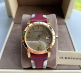 Burberry The City Gold Dial Orange Leather Strap Watch for Women - BU9017 Authentic Buy Shop Now