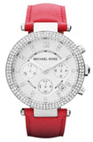 Michael Kors Parker Silver Dial Red Leather Strap Watch for Women - MK2278 Authentic Buy Shop Now