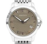 Gucci G Timeless Brown Dial Silver Steel Strap Watch For Women - YA126503 Authentic Buy Shop Now