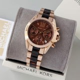 Michael Kors Bradshaw Chronograph Brown Dial Two Tone Steel Strap Watch For Women - MK5944 Authentic Buy Shop Now