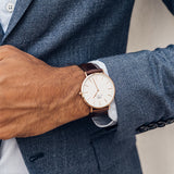 Daniel Wellington Classic Sheffield White Dial Black Leather Strap Watch For Men - DW00100007 Authentic Buy Shop Now