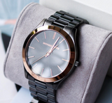 Michael Kors Runway Quartz Grey Dial Grey Steel Strap Watch For Women - MK8576 Authentic Buy Shop Now