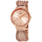Guess Chiffon Rose Gold Dial Mesh Bracelet Watch For Women - W1083L3 Authentic Buy Shop Now