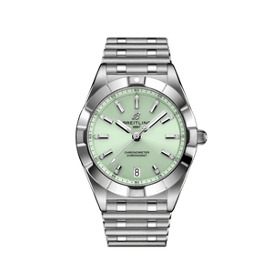Breitling Chronomat 32 Diamonds Green Dial Silver Steel Strap Watch for Women - A77310101L1A1 Authentic Buy Shop Now