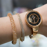 Swarovski Crystalline Pure Black Dial Rose Gold Steel Strap Watch for Women - 5295334 Authentic Buy Shop Now