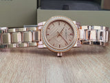 Burberry The City Diamonds Rose Dial Rose Gold Steel Strap Watch for Women - BU9225 Authentic Buy Shop Now