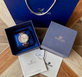 Swarovski Era Journey Chronograph Silver Dial Purple Leather Strap Watch for Women - 5296835 Authentic Buy Shop Now