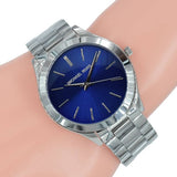 Michael Kors Slim Runway Quartz Blue Dial Silver Steel Strap Watch For Women - MK3379 Authentic Buy Shop Now