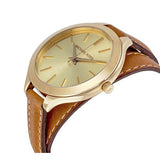 Michael Kors Runway Gold Dial Brown Leather Strap Watch For Women - MK2256 Authentic Buy Shop Now