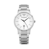Emporio Armani Classic Quartz White Dial Silver Steel Strap Watch For Men - AR2430 Authentic Buy Shop Now