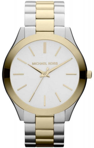 Michael Kors Runway Slim Silver Dial Two Tone Stainless Steel Strap Watch for Women - MK3198 Authentic Buy Shop Now