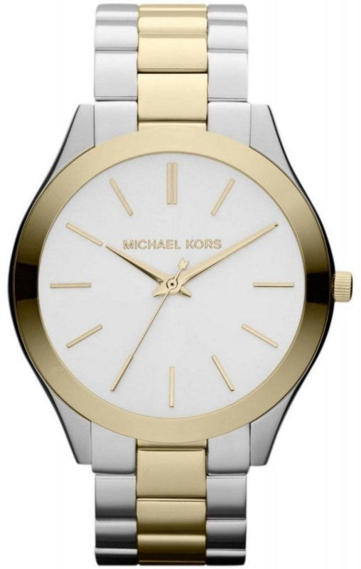 Michael Kors Runway Slim Silver Dial Two Tone Stainless Steel Strap Watch for Women - MK3198 Authentic Buy Shop Now