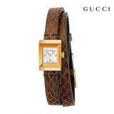 Gucci G Frame White Dial Brown Leather Strap Watch For Women - YA128523 Authentic Buy Shop Now