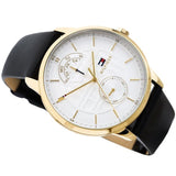 Tommy Hilfiger Hunter White Dial Black Leather Strap Watch for Men - 1791606 Authentic Buy Shop Now