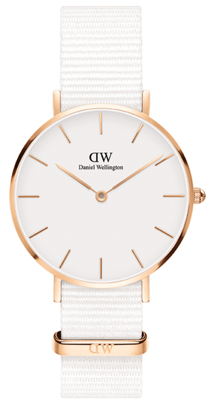 Daniel Wellington Classic Petite Dover White Dial White Nylon Strap Watch For Women - DW00100311 Authentic Buy Shop Now