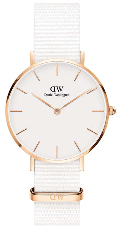 Daniel Wellington Classic Petite Dover White Dial White Nylon Strap Watch For Women - DW00100311 Authentic Buy Shop Now