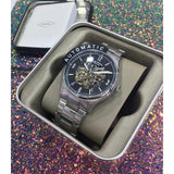Fossil Forrester Automatic Skeleton Black Dial Silver Steel Strap Watch for Men - ME3180 Authentic Buy Shop Now