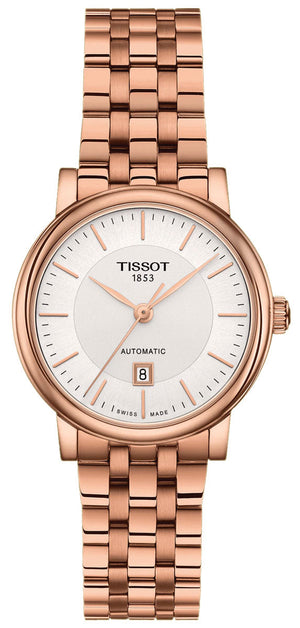 Tissot T Classic Carson Premium White Dial Rose Gold Steel Strap Watch for Women - T122.207.33.031.00 Authentic Buy Shop Now