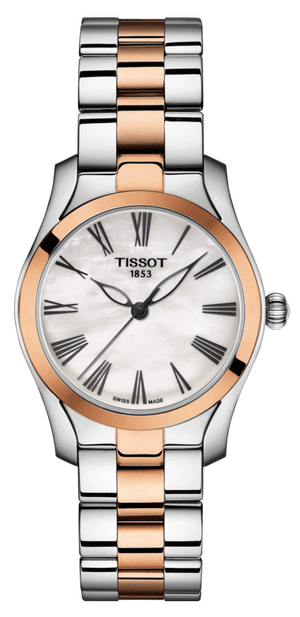 Tissot T Wave Mother of Pearl Dial Two Tone Steel Strap Watch For Women - T112.210.22.113.01 Authentic Buy Shop Now