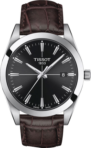 Tissot Gentlemen Black Dial Brown Leather Strap Watch for Men - T127.410.16.051.01 Authentic Buy Shop Now