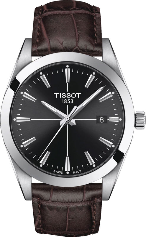 Tissot Gentlemen Black Dial Brown Leather Strap Watch for Men - T127.410.16.051.01 Authentic Buy Shop Now
