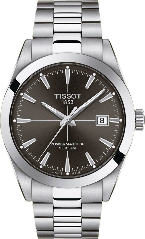 Tissot Gentleman Powermatic 80 Silicium Black Dial Silver Steel Strap Watch For Men - T127.407.11.061.01 Authentic Buy Shop Now