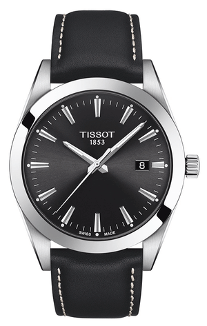 Tissot Gentleman Black Dial Black Leather Strap Watch For Men - T127.410.16.051.00 Authentic Buy Shop Now
