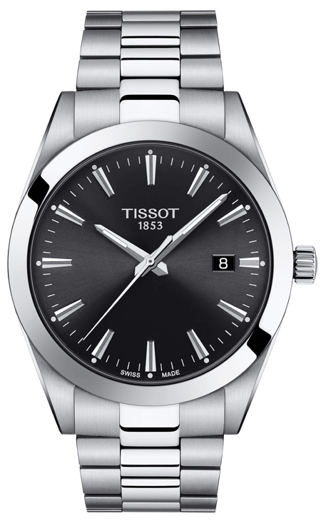 Tissot Gentleman Black Dial Silver Steel Strap Watch For Men - T127.410.11.051.00 Authentic Buy Shop Now