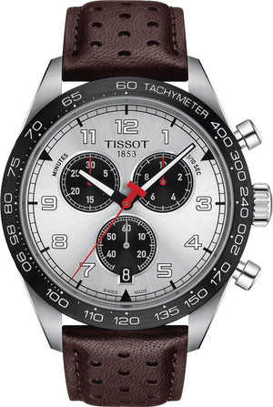 Tissot T Sport PRS 516 Chronograph Silver Dial Brown Leather Strap Watch for Men - T131.617.16.032.00 Authentic Buy Shop Now