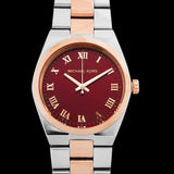 Michael Kors Channing Quartz Red Dial Two Tone Steel Strap Watch For Women - MK6114 Authentic Buy Shop Now