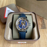 Fossil Boyfriend Skeleton Blue Dial Blue Leather Strap Watch for Women - ME3136 Authentic Buy Shop Now