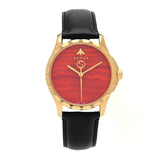 Gucci G Timeless Coral Red Dial Black Leather Strap Watch For Men - YA126464 Authentic Buy Shop Now
