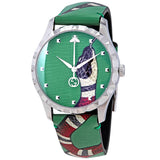 Gucci G Timeless Le Marche Des Merveilles Green Dial Green Leather Strap Watch for Women - YA1264081 Authentic Buy Shop Now