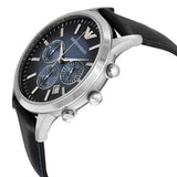 Emporio Armani Classic Chronograph Blue Dial Blue Leather Strap Watch For Men - AR2473 Authentic Buy Shop Now