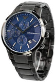 Emporio Armani Renato Chronograph Quartz Blue Dial Black Steel Strap Watch For Men - AR11215 Authentic Buy Shop Now