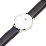Daniel Wellington Classic Sheffield White Dial Black Leather Strap Watch For Men - DW00100020 Authentic Buy Shop Now