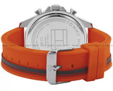 Tommy Hilfiger Clark Chronograph Grey Dial Orange Rubber Strap Watch For Men - 1792084 Authentic Buy Shop Now