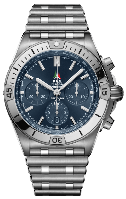Breitling Chronomat B01 42 Frecce Tricolori Blue Dial Silver Steel Strap Watch for Men - AB01344A1C1A1 Authentic Buy Shop Now
