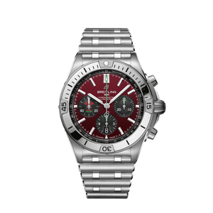 Breitling Chronomat B01 42 Six Nations Wales Red Dial Silver Steel Strap Watch for Men - AB0134A61K1A1 Authentic Buy Shop Now