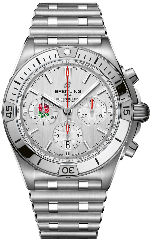 Breitling Chronomat B01 42 Six Nations England White Dial Silver Steel Strap Watch for Men - AB0134A71A1A1 Authentic Buy Shop Now