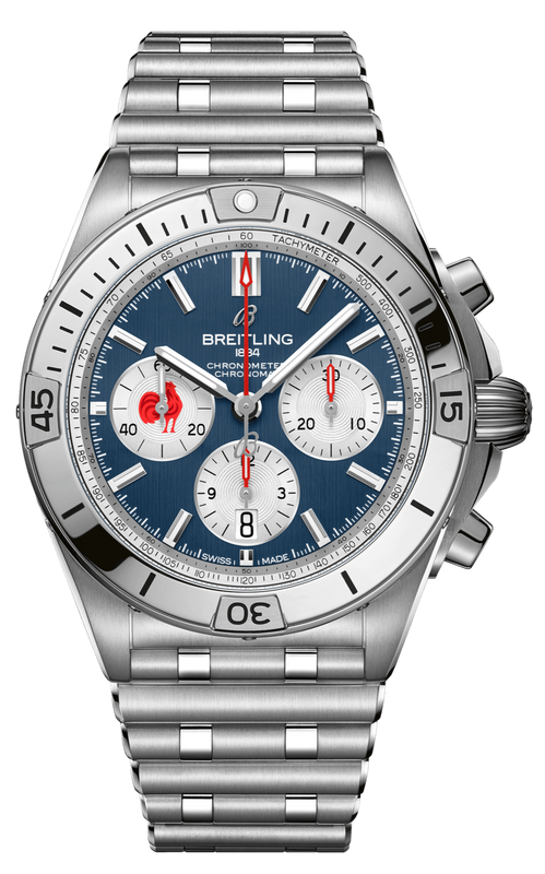 Breitling Chronomat B01 42 Six Nations France Blue Dial Silver Steel Strap Watch for Men - AB0134A81C1A1 Authentic Buy Shop Now