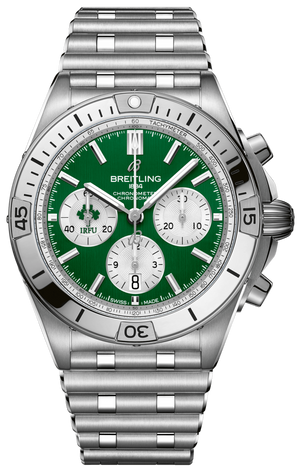 Breitling Chronomat B01 42 Six Nations Ireland Green Dial Silver Steel Strap Watch for Men - AB0134A91L1A1 Authentic Buy Shop Now