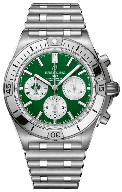 Breitling Chronomat B01 42 Six Nations Ireland Green Dial Silver Steel Strap Watch for Men - AB0134A91L1A1 Authentic Buy Shop Now