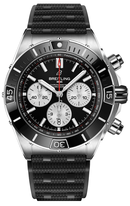 Breitling Super Chronomat B01 44 Black Dial Black Rubber Strap Watch for Men - AB0136251B1S1 Authentic Buy Shop Now