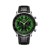 Breitling Navitimer B01 Chronograph 46 Green Dial Black Leather Strap Watch for Men - AB0137241L1P1 Authentic Buy Shop Now
